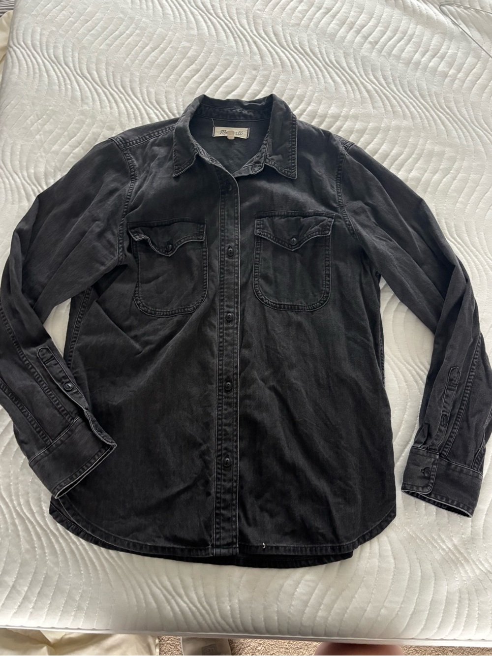 Madewell Black Washed Casual Button-Down Shirt